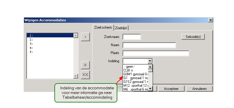zoekscherm wijzigen organisatie locatie